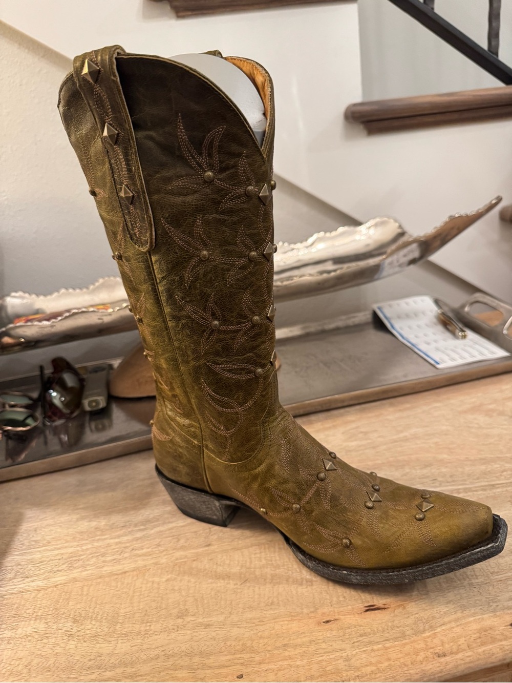 Old Gringo Olive Polostud 13" Cowboy Boots - Picture 2 of 15